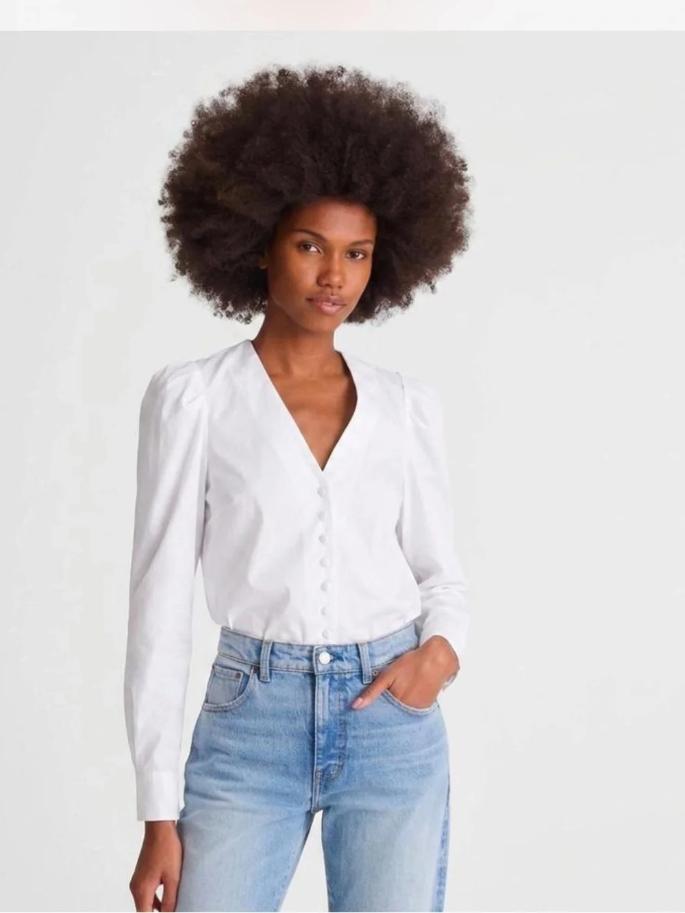 Madewell White Removable Tie-Nexk V-Neck Button Front Blouse NY535 X-Large BN